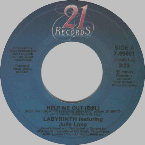 Cesar Zuiderwijk Help Me Out 1986 Canada solo single